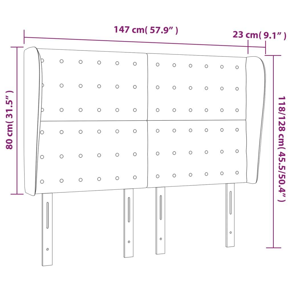 vidaXL Kopfteil mit Ohren Hellgrau 147x23x118/128 cm Stoff
