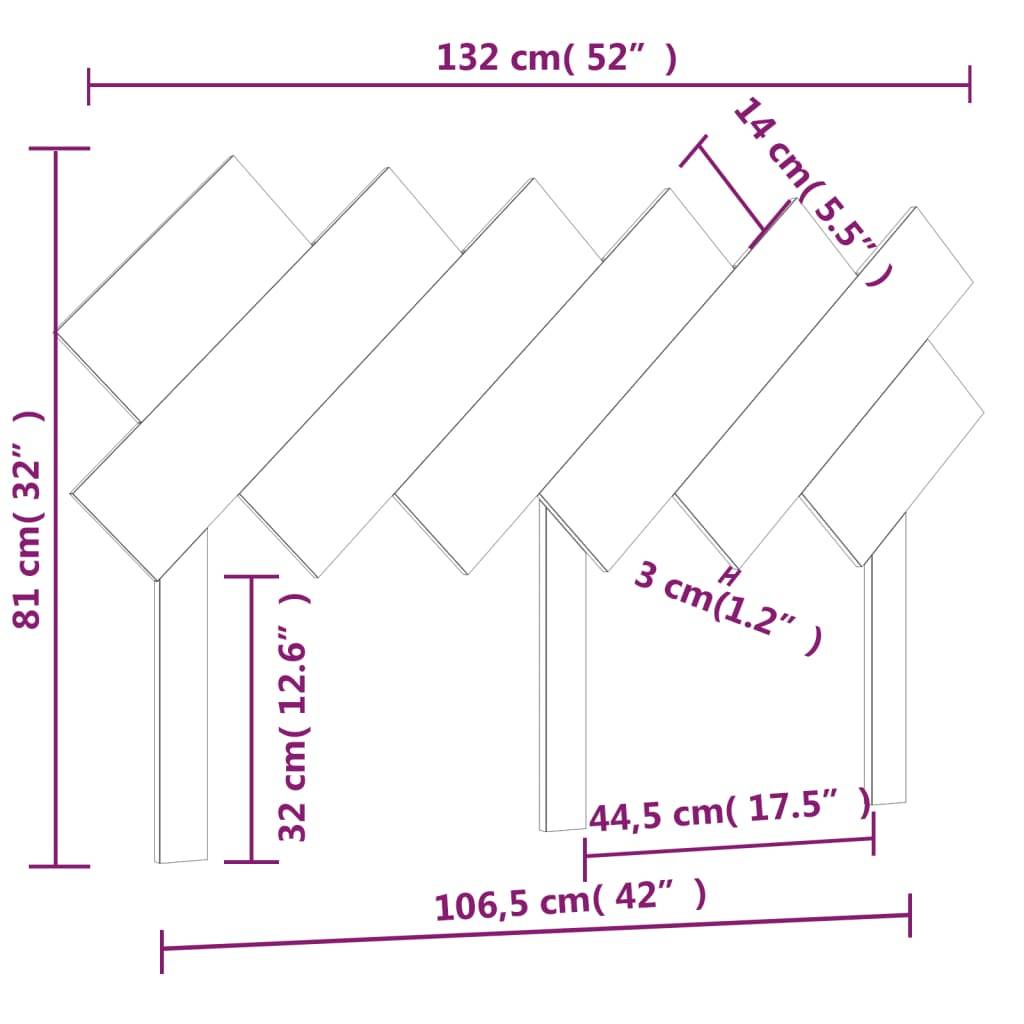 vidaXL Bett-Kopfteil 132x3x81 cm Massivholz Kiefer