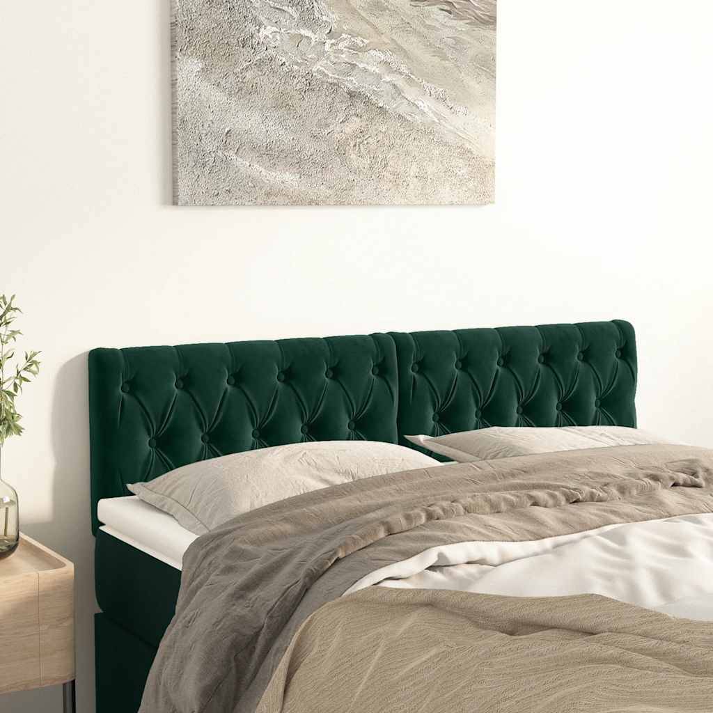 vidaXL Kopfteile 2 Stk. Dunkelgrün 72x7x78/88 cm Samt