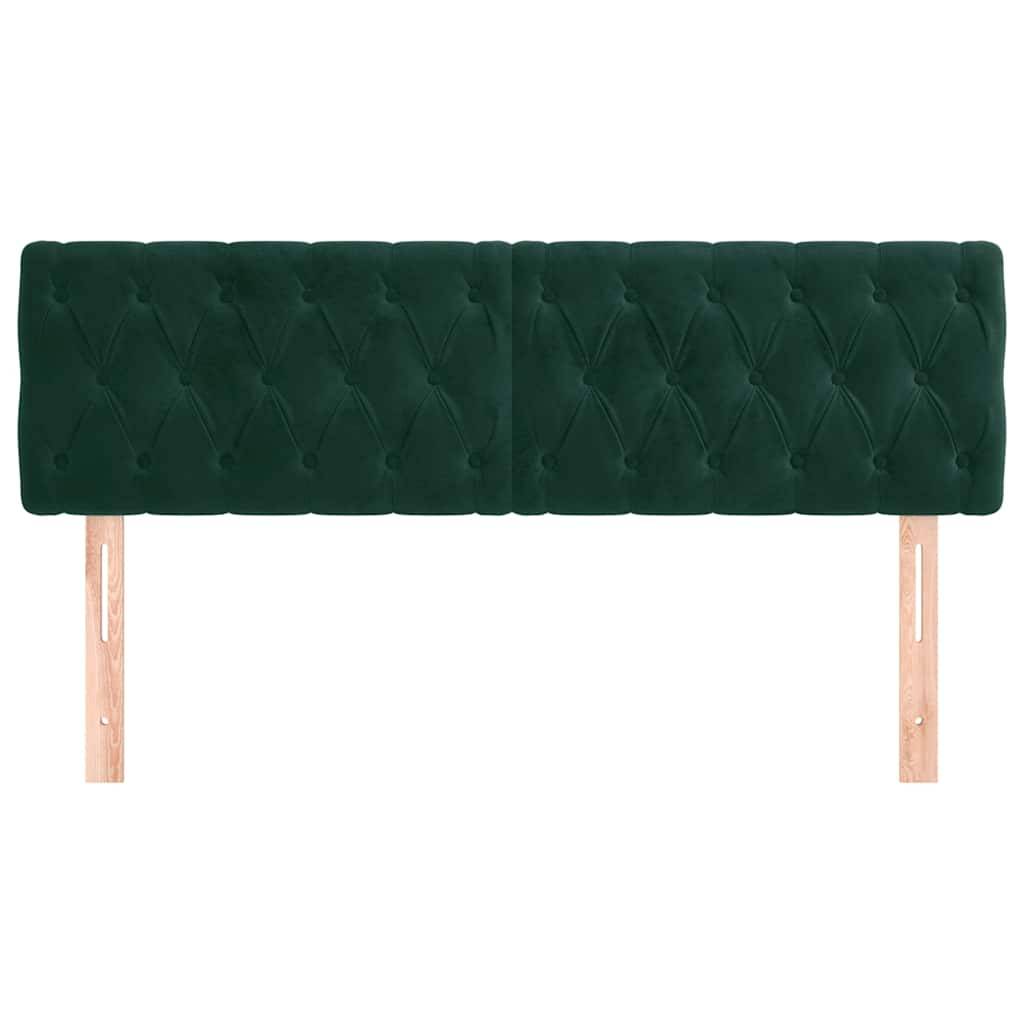 vidaXL Kopfteile 2 Stk. Dunkelgrün 72x7x78/88 cm Samt