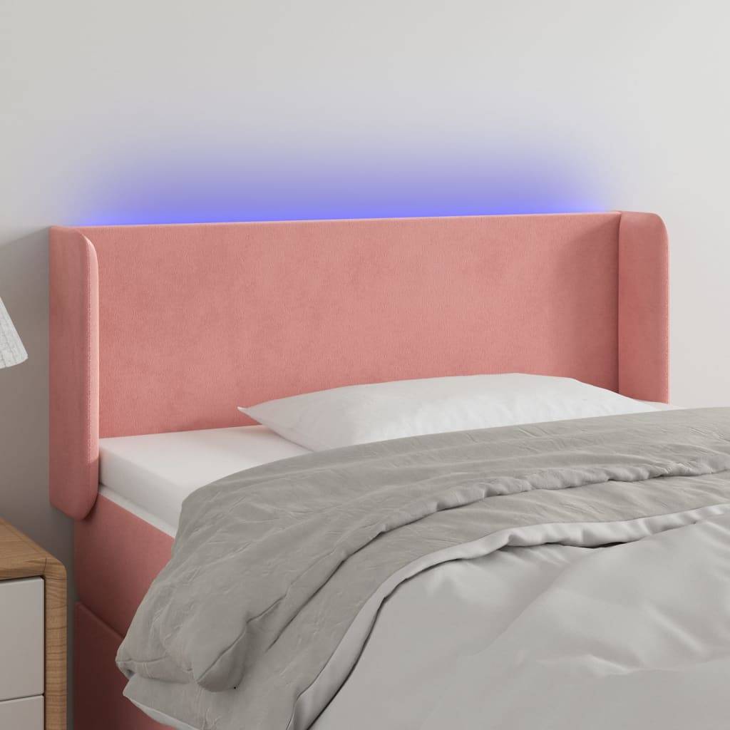 vidaXL LED Kopfteil Rosa 83x16x78/88 cm Samt