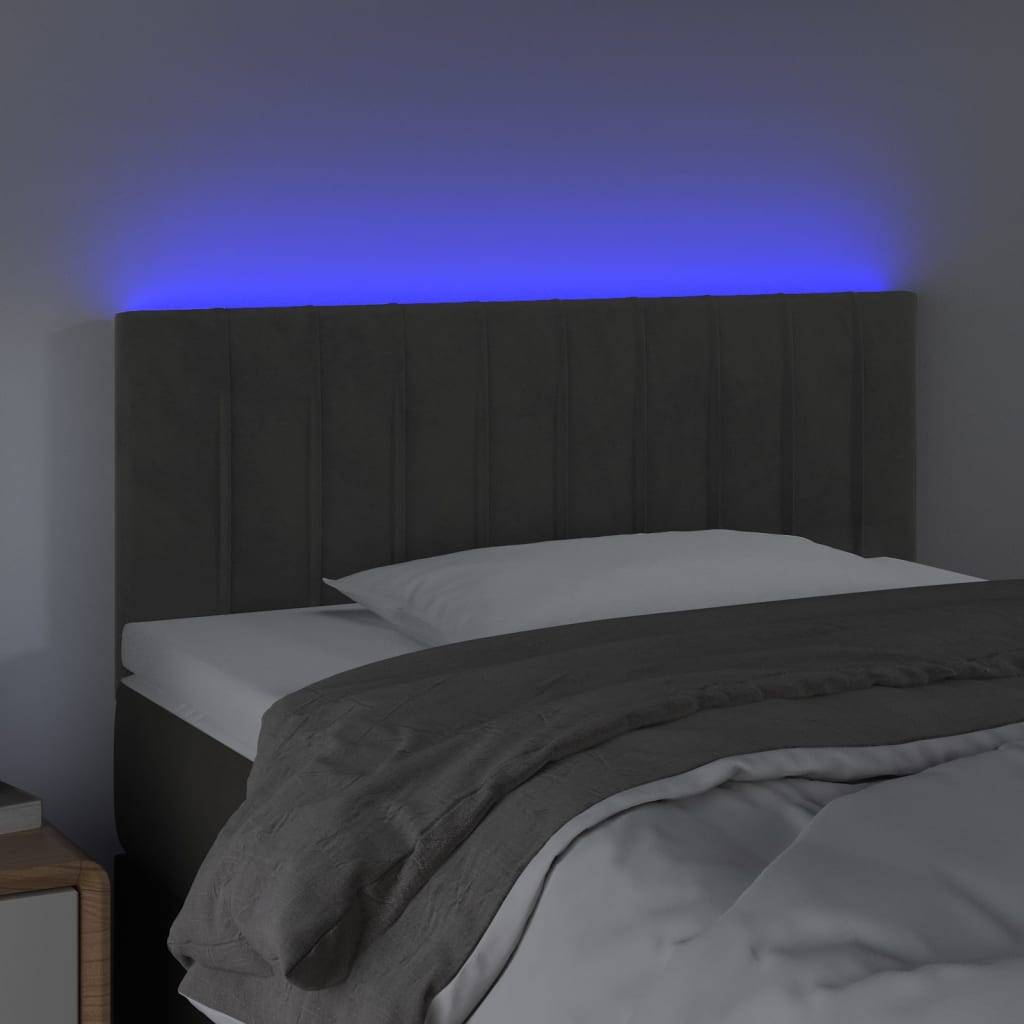 vidaXL LED Kopfteil Dunkelgrau 80x5x78/88 cm Samt