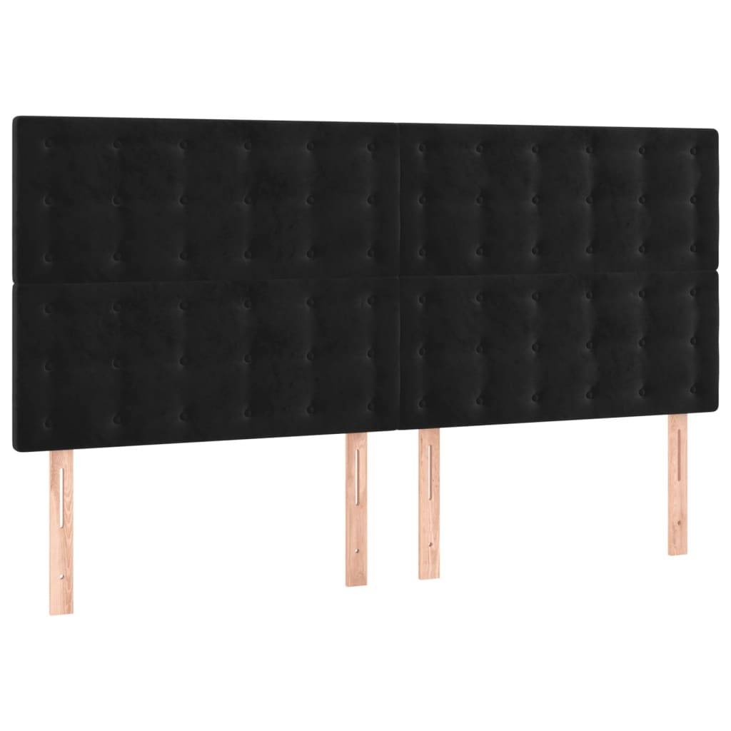 vidaXL LED Kopfteil Schwarz 200x5x118/128 cm Samt
