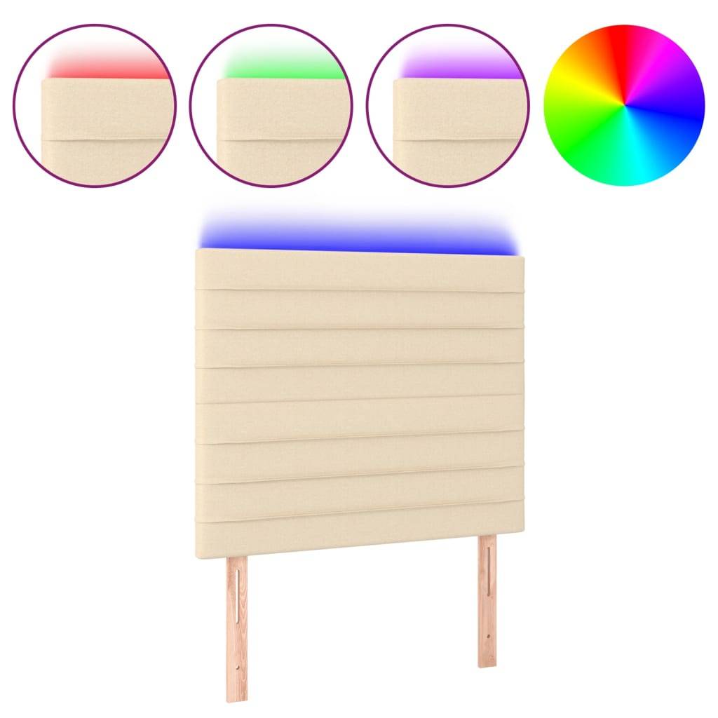 vidaXL LED Kopfteil Creme 80x5x118/128 cm Stoff