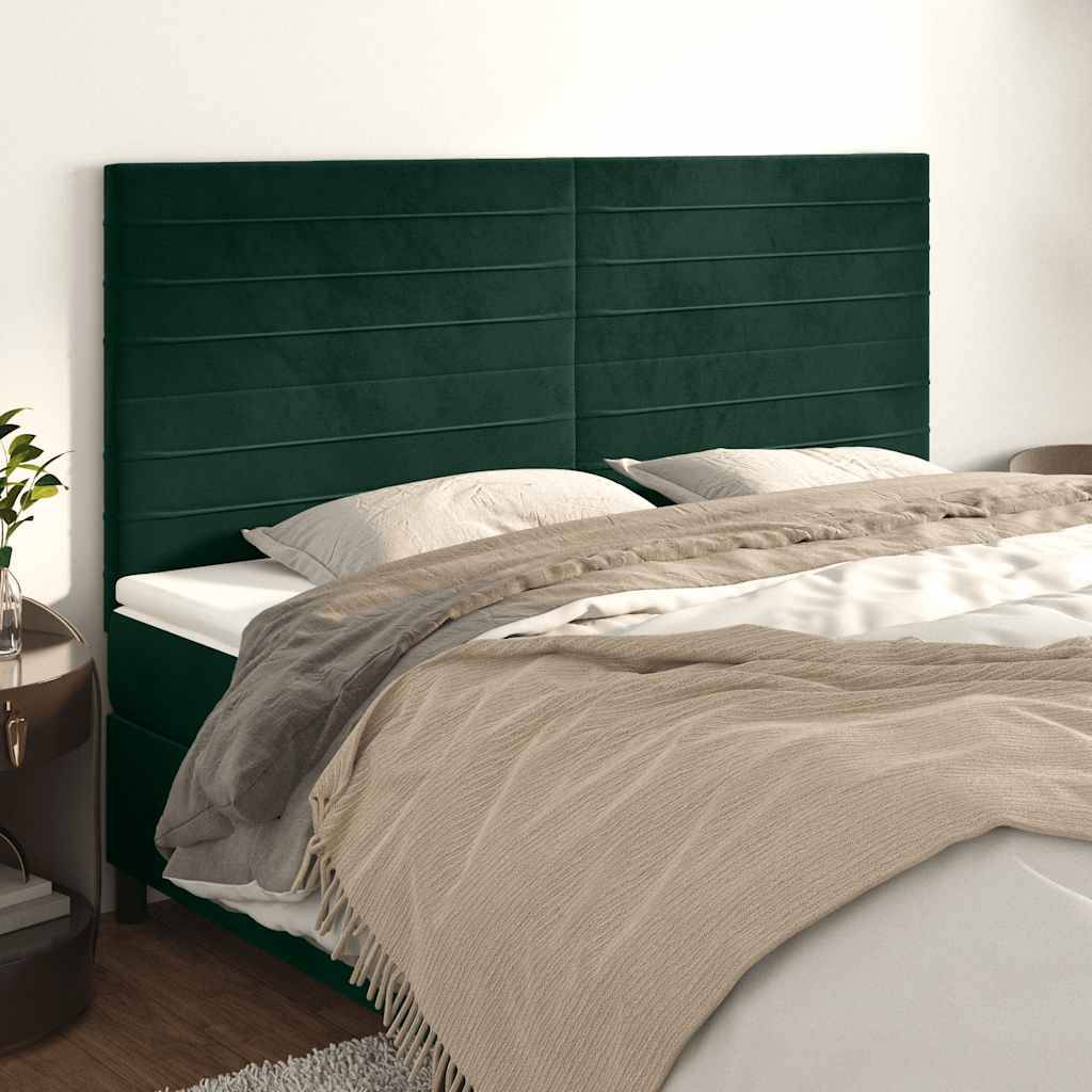 vidaXL Kopfteile 4 Stk. Dunkelgrün 80x5x78/88 cm Samt