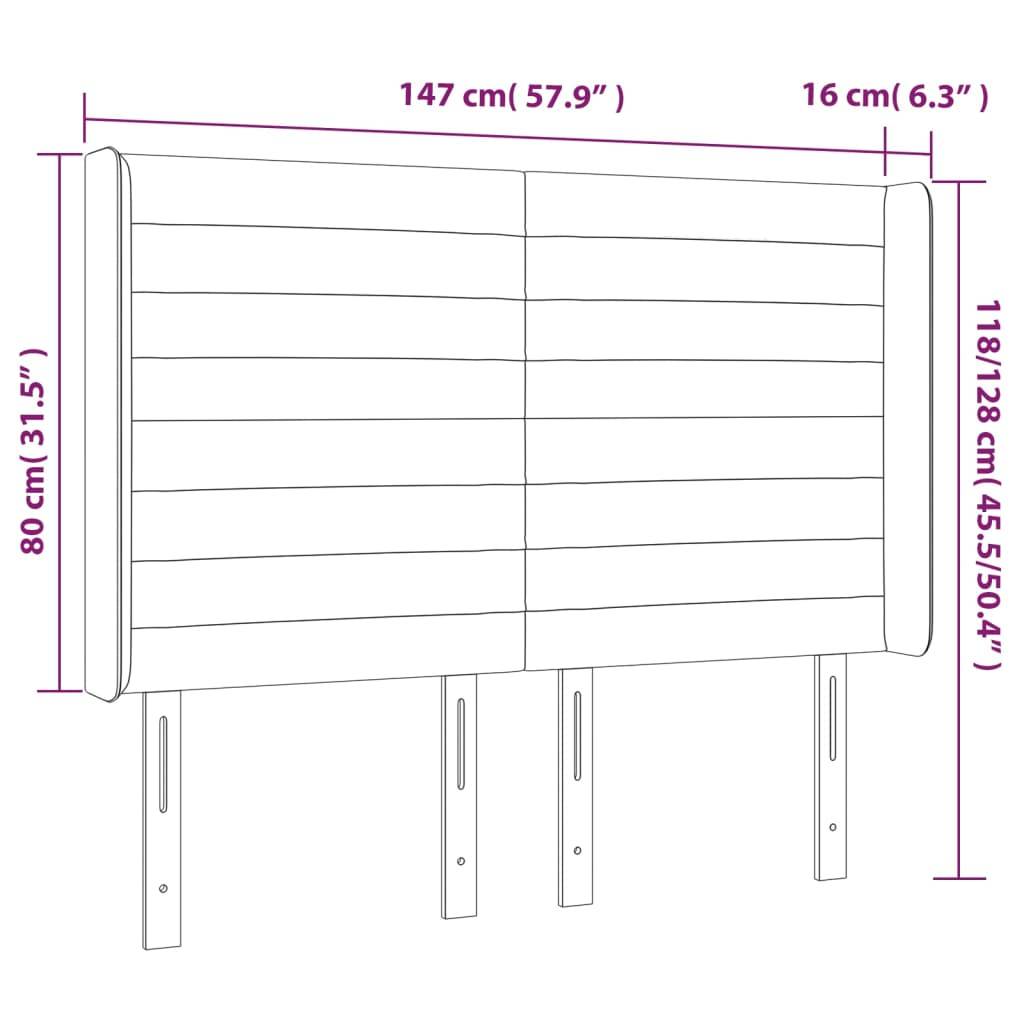 vidaXL LED Kopfteil Dunkelbraun 147x16x118/128 cm Stoff
