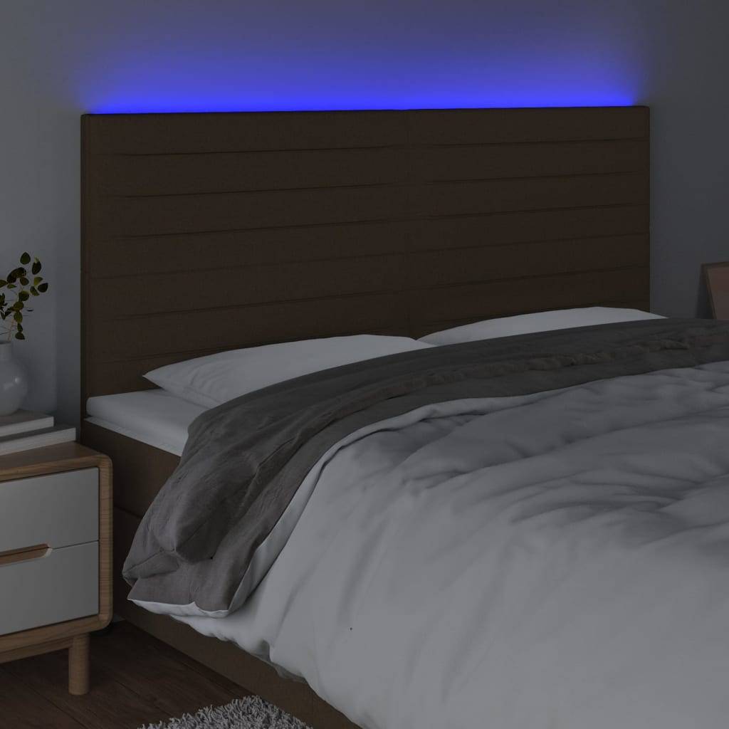 vidaXL LED Kopfteil Dunkelbraun 160x5x118/128 cm Stoff