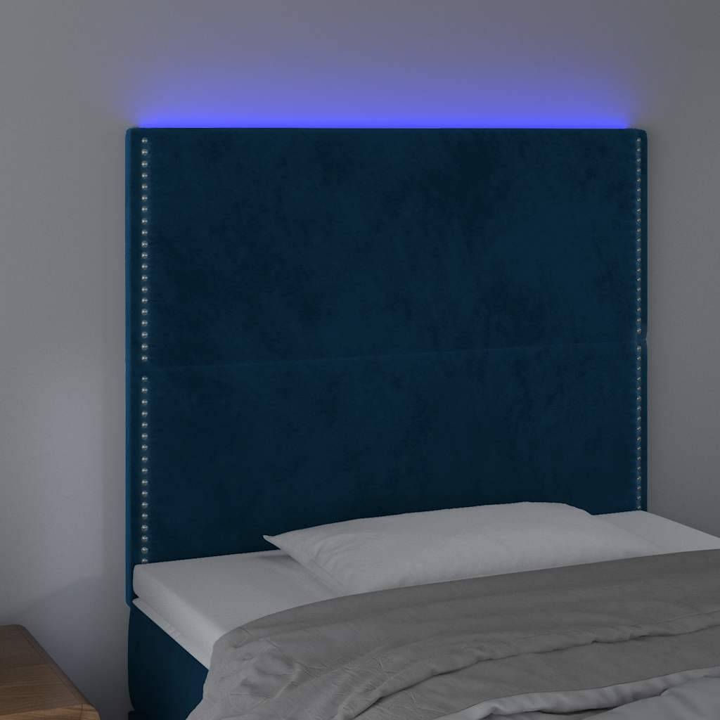vidaXL LED Kopfteil Dunkelblau 100x5x118/128 cm Samt