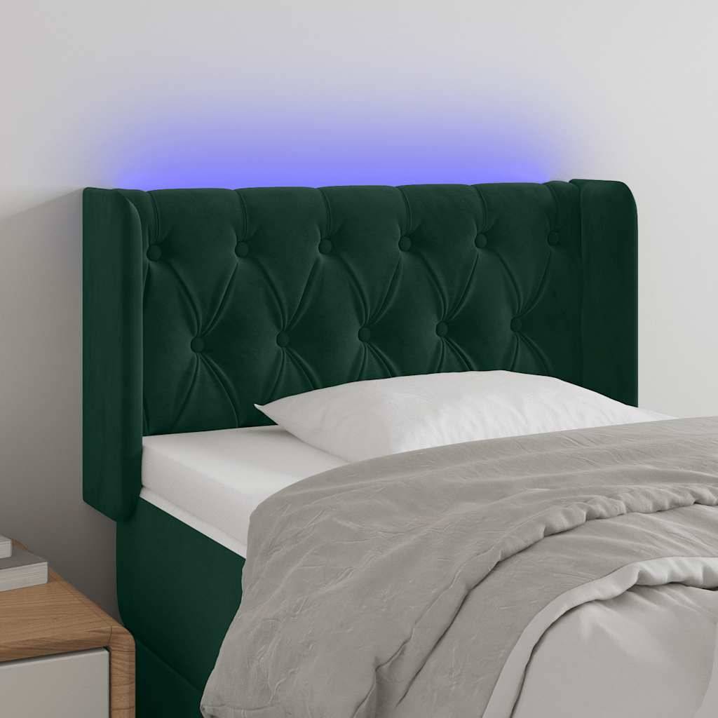 vidaXL LED Kopfteil Dunkelgrün 83x16x78/88 cm Samt