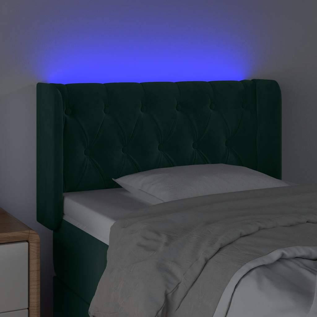 vidaXL LED Kopfteil Dunkelgrün 83x16x78/88 cm Samt