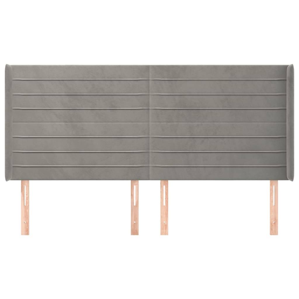 vidaXL Kopfteil mit Ohren Hellgrau 183x16x118/128 cm Samt