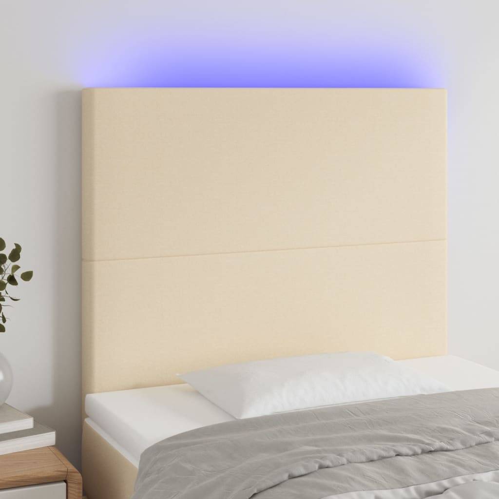 vidaXL LED Kopfteil Creme 100x5x118/128 cm Stoff
