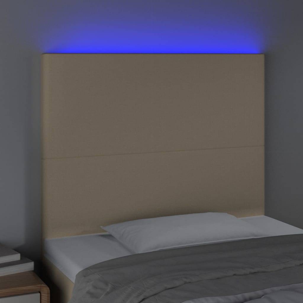 vidaXL LED Kopfteil Creme 100x5x118/128 cm Stoff