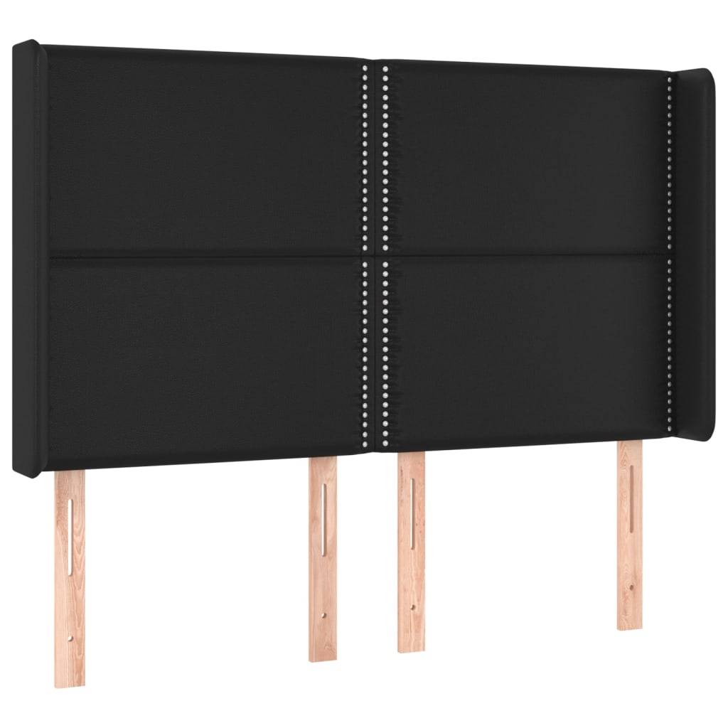 vidaXL LED Kopfteil Schwarz 147x16x118/128 cm Kunstleder