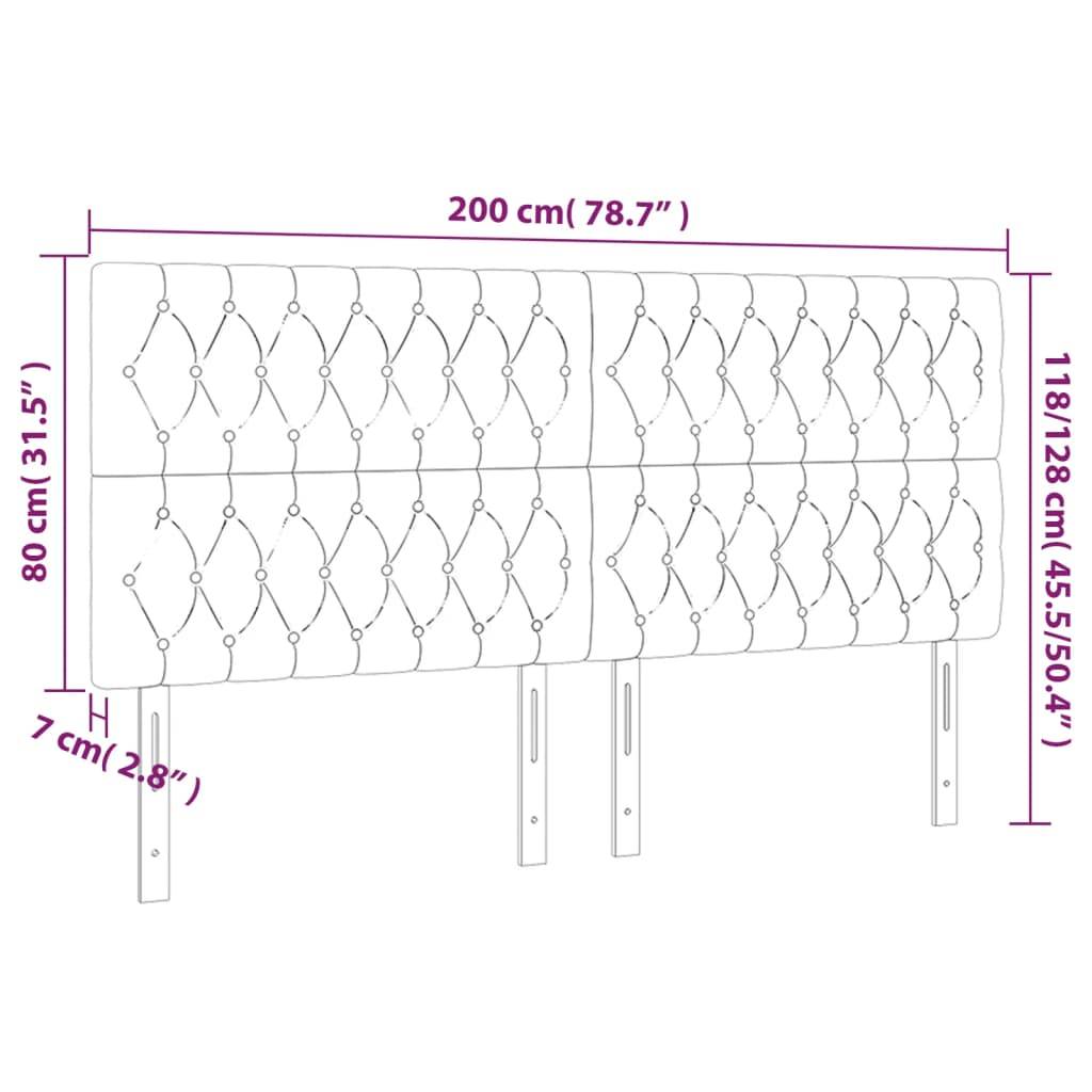 vidaXL LED Kopfteil Hellgrau 200x7x118/128 cm Stoff