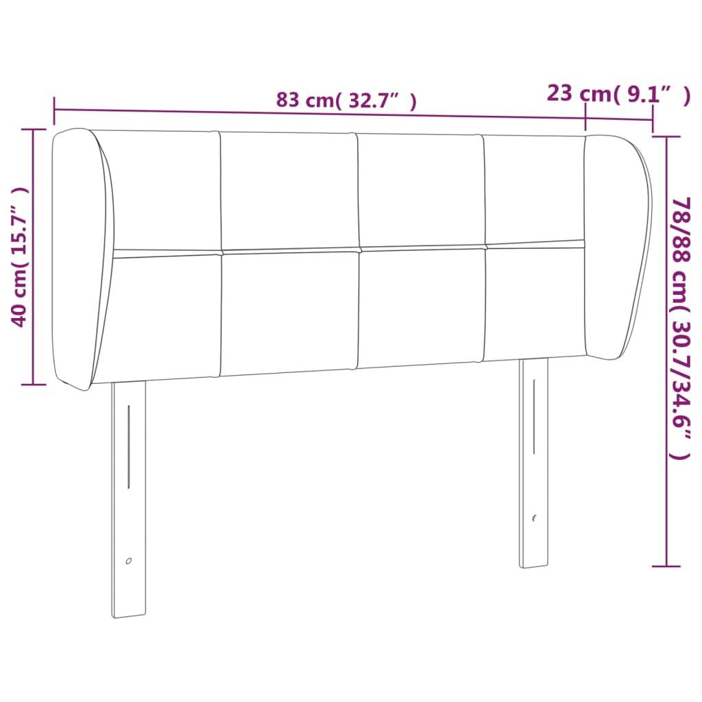 vidaXL Kopfteil mit Ohren Hellgrau 83x23x78/88 cm Samt