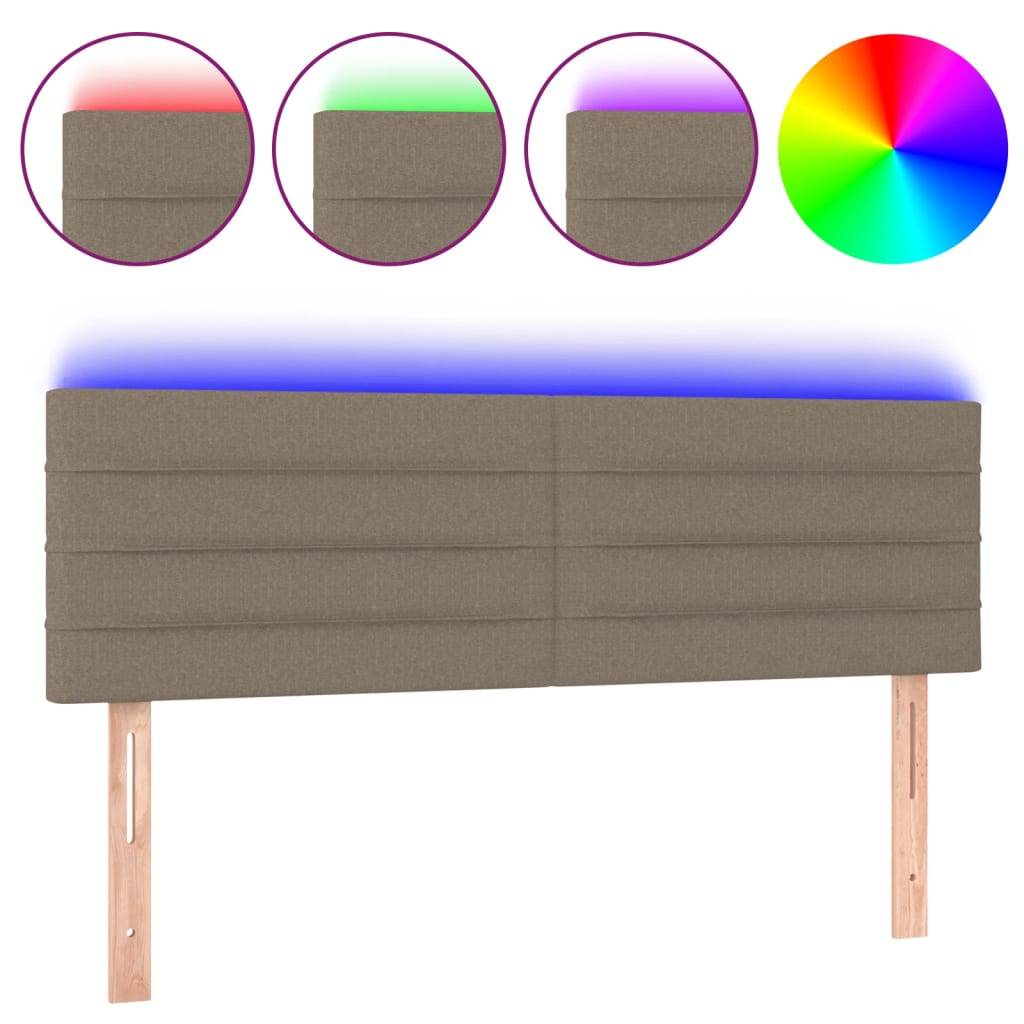 vidaXL LED Kopfteil Taupe 144x5x78/88 cm Stoff
