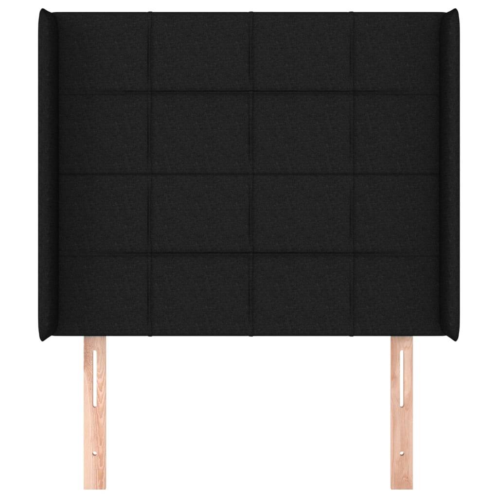 vidaXL Kopfteil mit Ohren Schwarz 83x16x118/128 cm Stoff