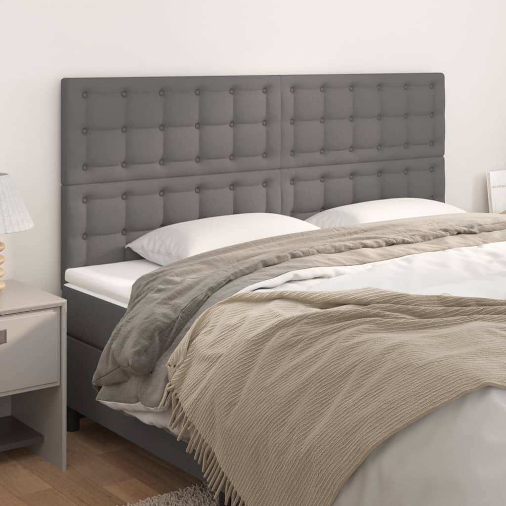 vidaXL Kopfteile 4 Stk. Grau 80x5x78/88 cm Kunstleder