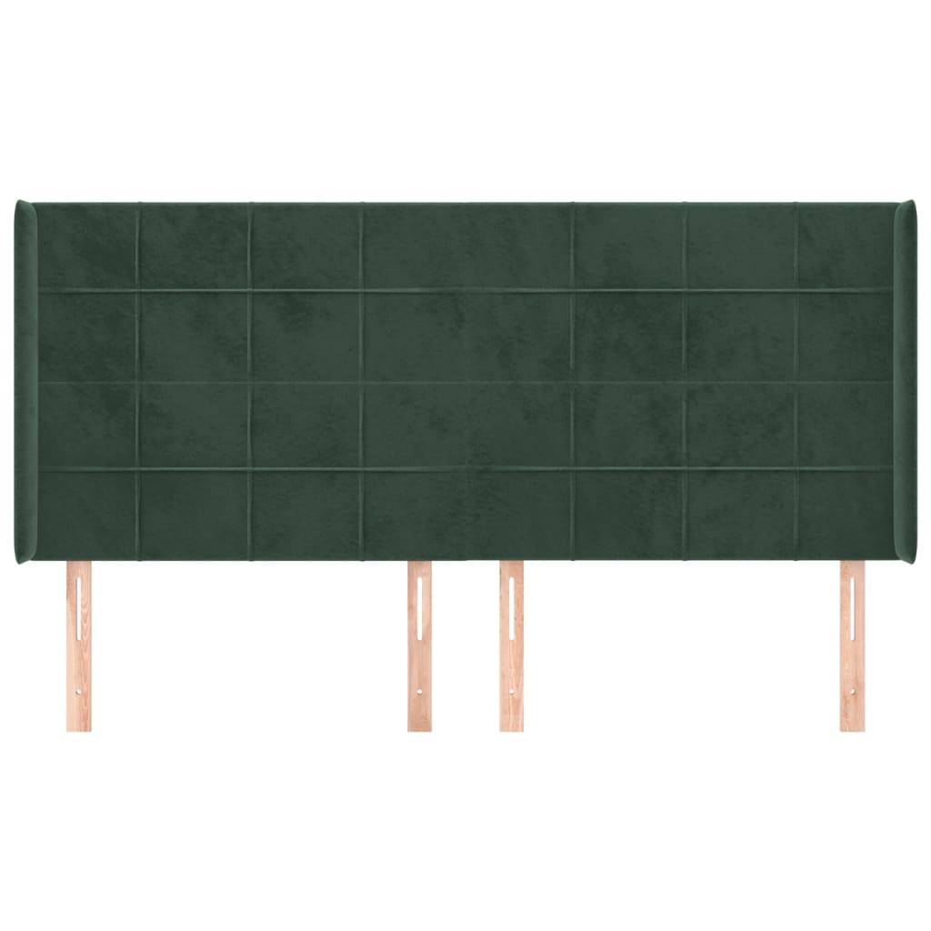 vidaXL Kopfteil mit Ohren Dunkelgrün 203x16x118/128 cm Samt