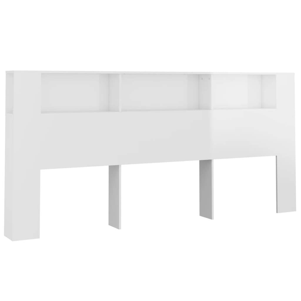 vidaXL Kopfteil mit Ablagen Hochglanz-Weiß 220x18,5x104,5 cm