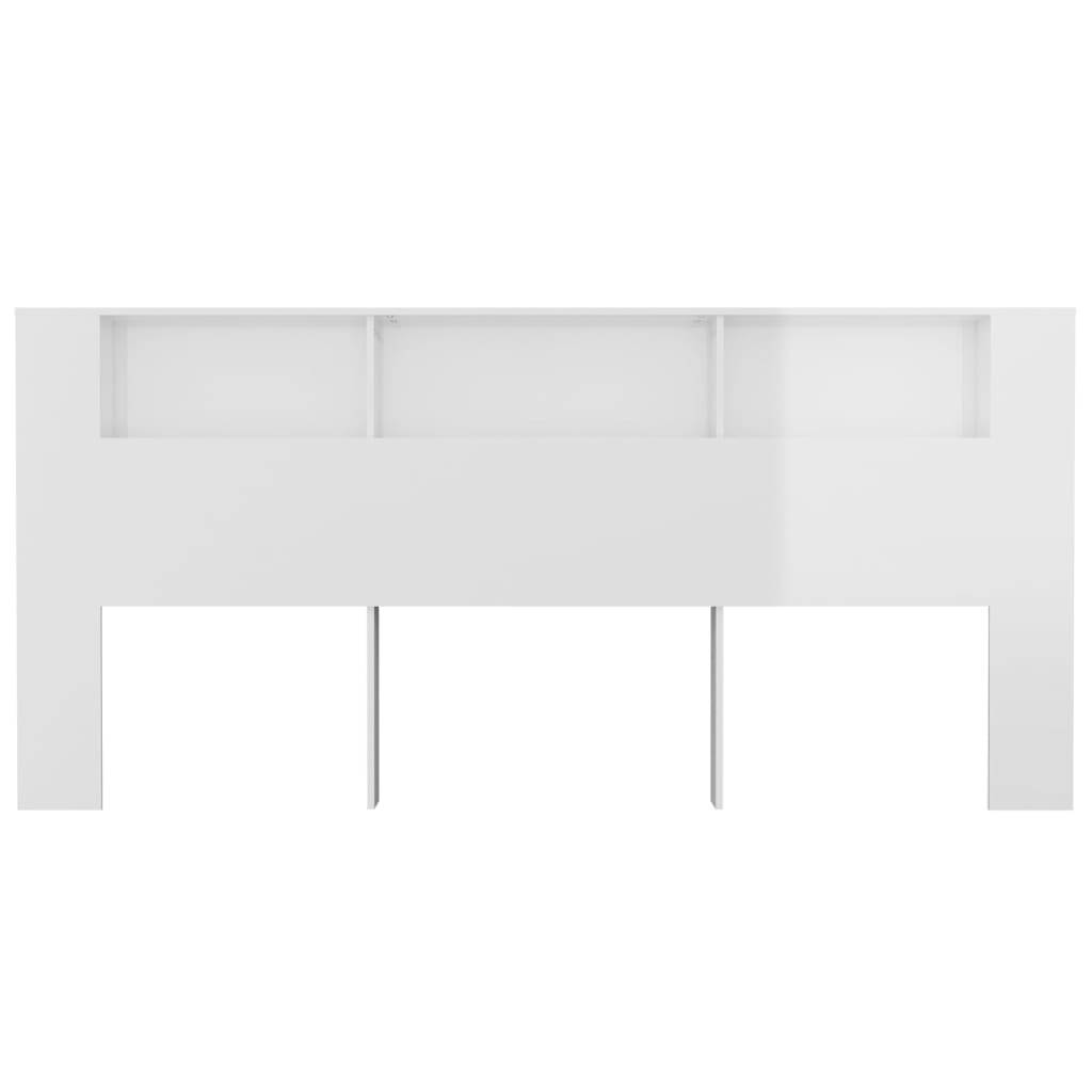 vidaXL Kopfteil mit Ablagen Hochglanz-Weiß 220x18,5x104,5 cm