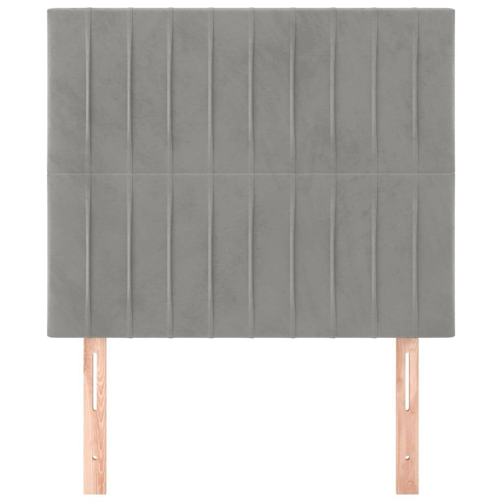 vidaXL Kopfteile 2 Stk. Hellgrau 100x5x78/88 cm Samt