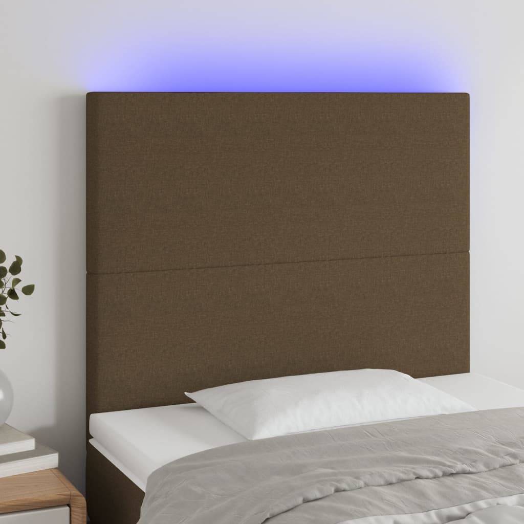 vidaXL LED Kopfteil Dunkelbraun 90x5x118/128 cm Stoff