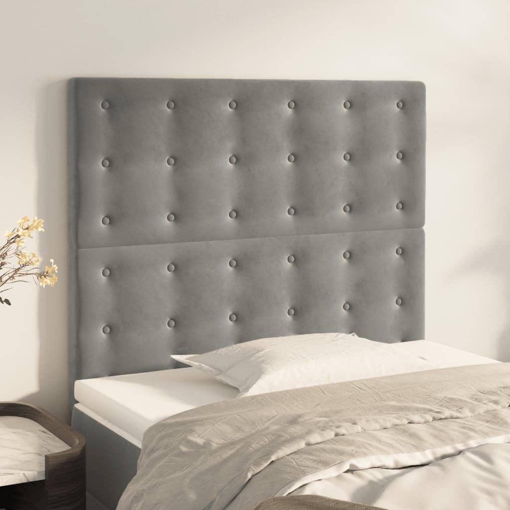 vidaXL Kopfteile 2 Stk. Hellgrau 90x5x78/88 cm Samt