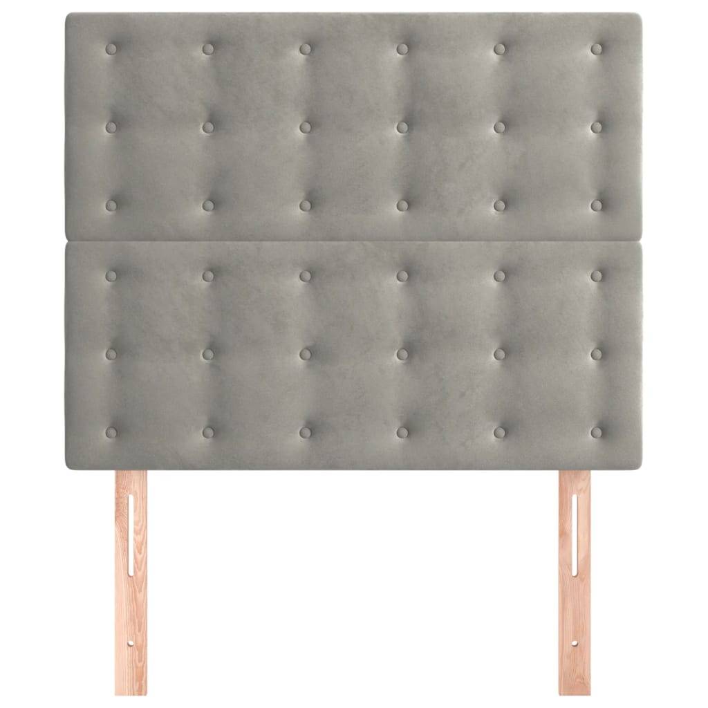 vidaXL Kopfteile 2 Stk. Hellgrau 90x5x78/88 cm Samt