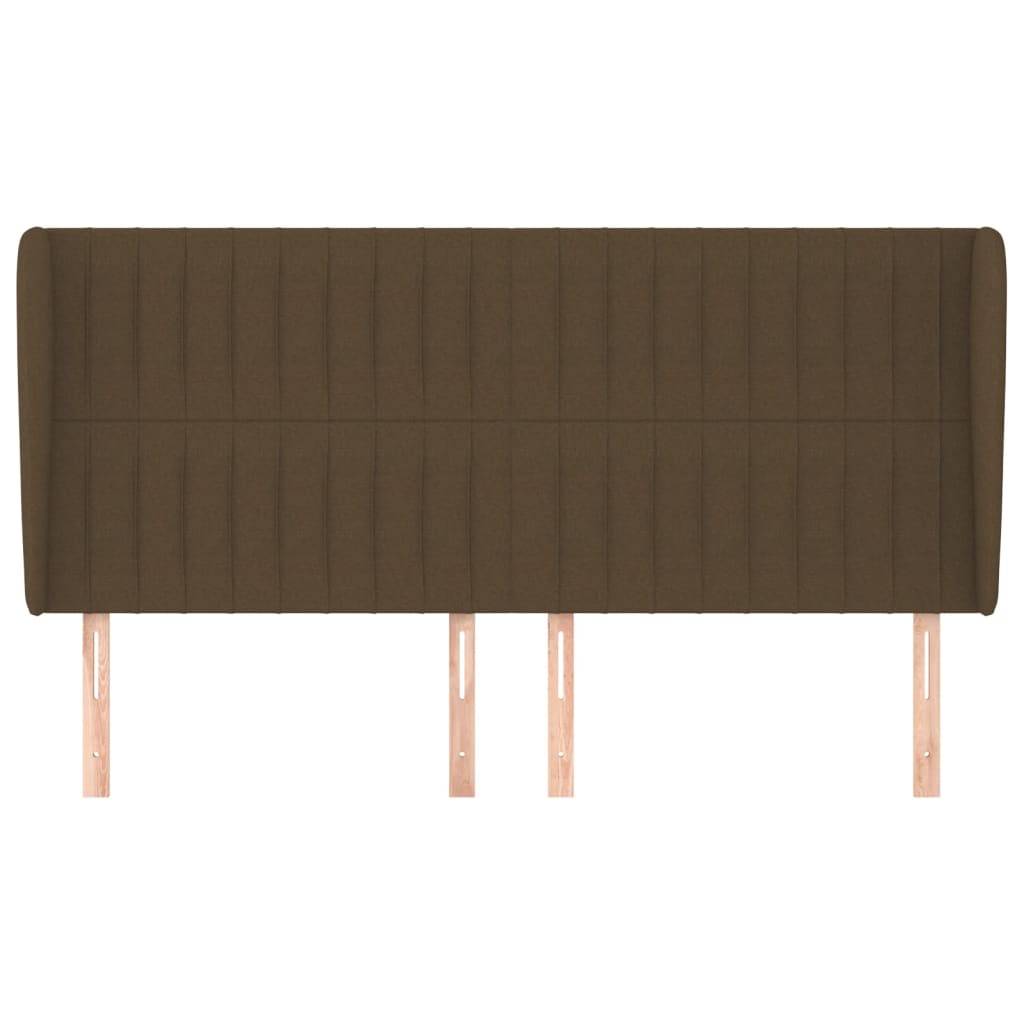 vidaXL Kopfteil mit Ohren Dunkelbraun 203x23x118/128 cm Stoff