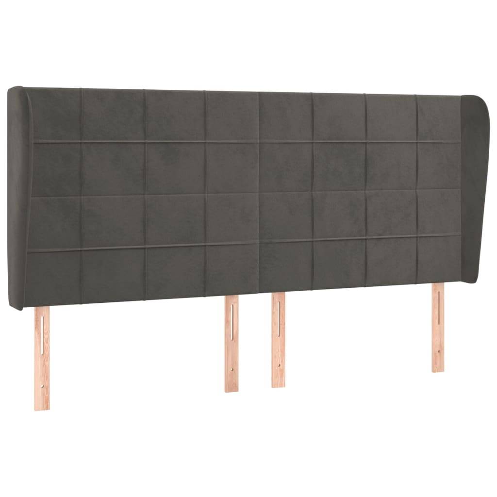 vidaXL Kopfteil mit Ohren Dunkelgrau 203x23x118/128 cm Samt
