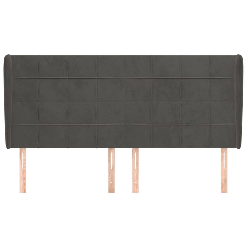 vidaXL Kopfteil mit Ohren Dunkelgrau 203x23x118/128 cm Samt