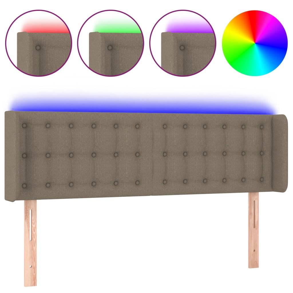 vidaXL LED Kopfteil Taupe 147x16x78/88 cm Stoff
