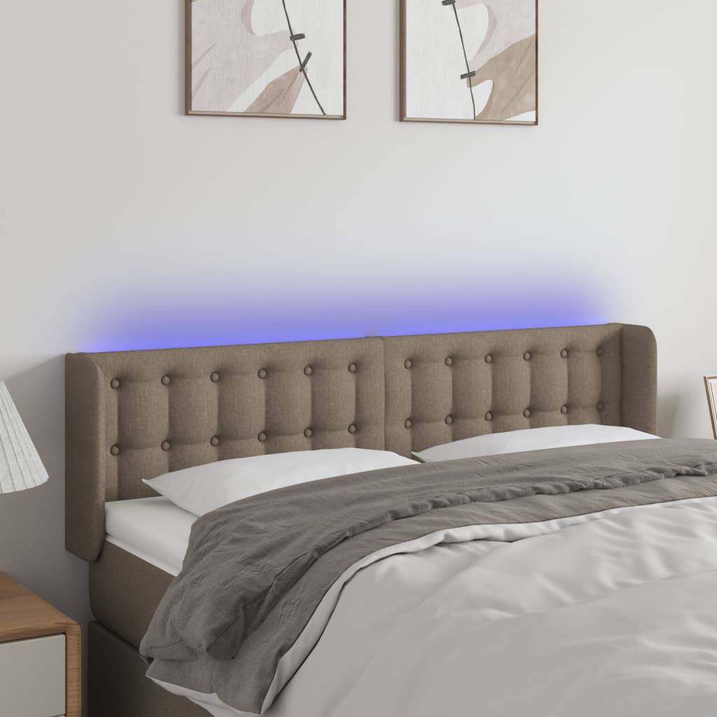 vidaXL LED Kopfteil Taupe 147x16x78/88 cm Stoff