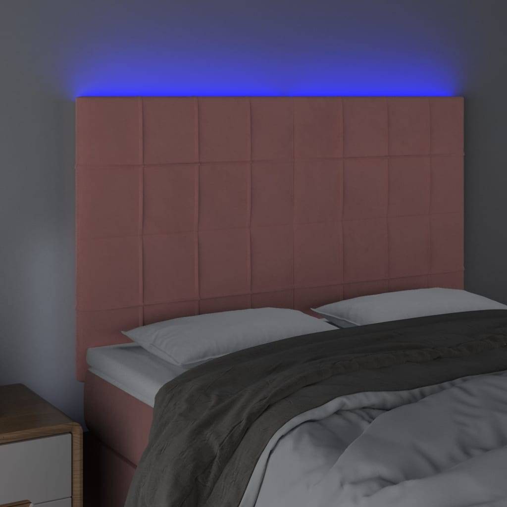 vidaXL LED Kopfteil Rosa 144x5x118/128 cm Samt