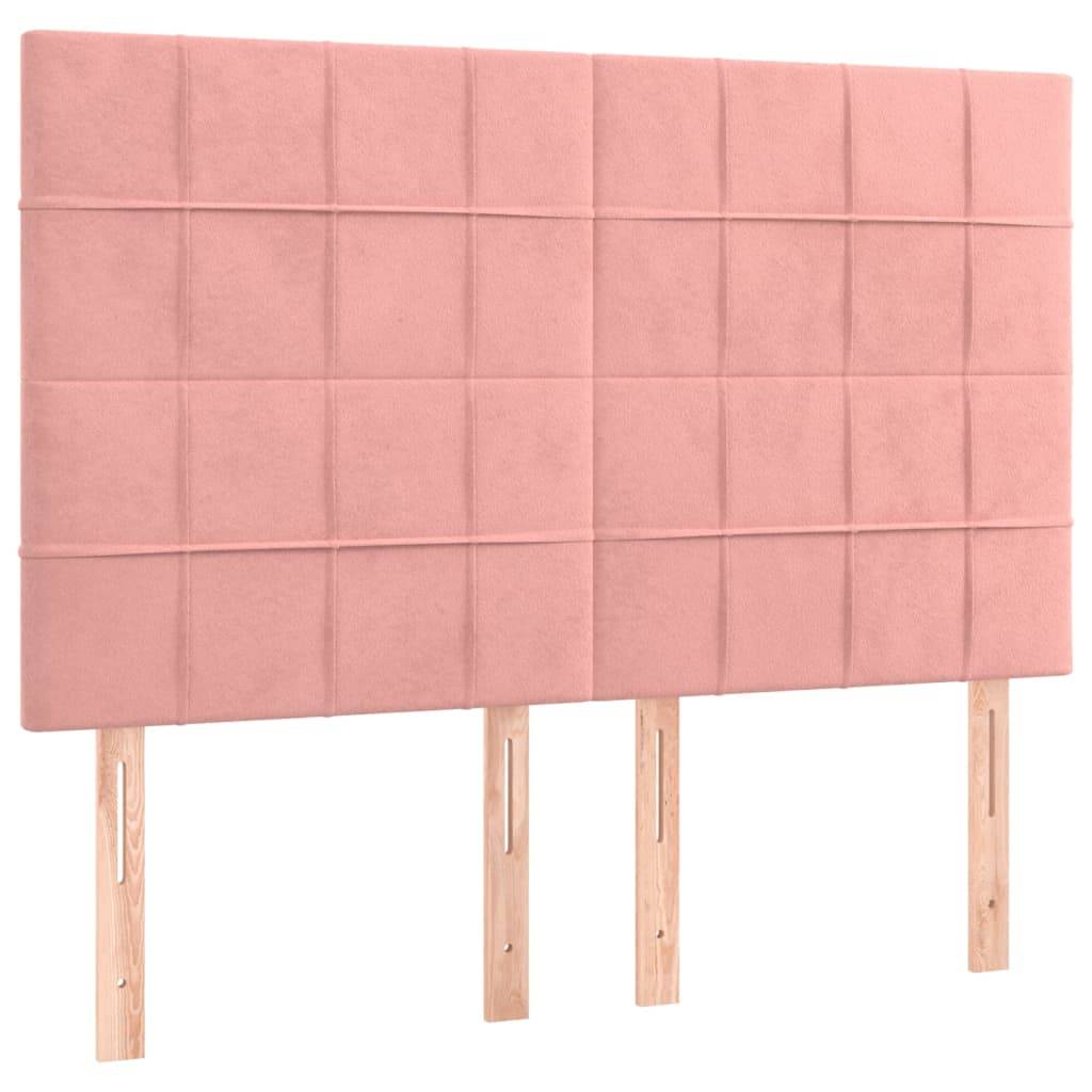 vidaXL LED Kopfteil Rosa 144x5x118/128 cm Samt