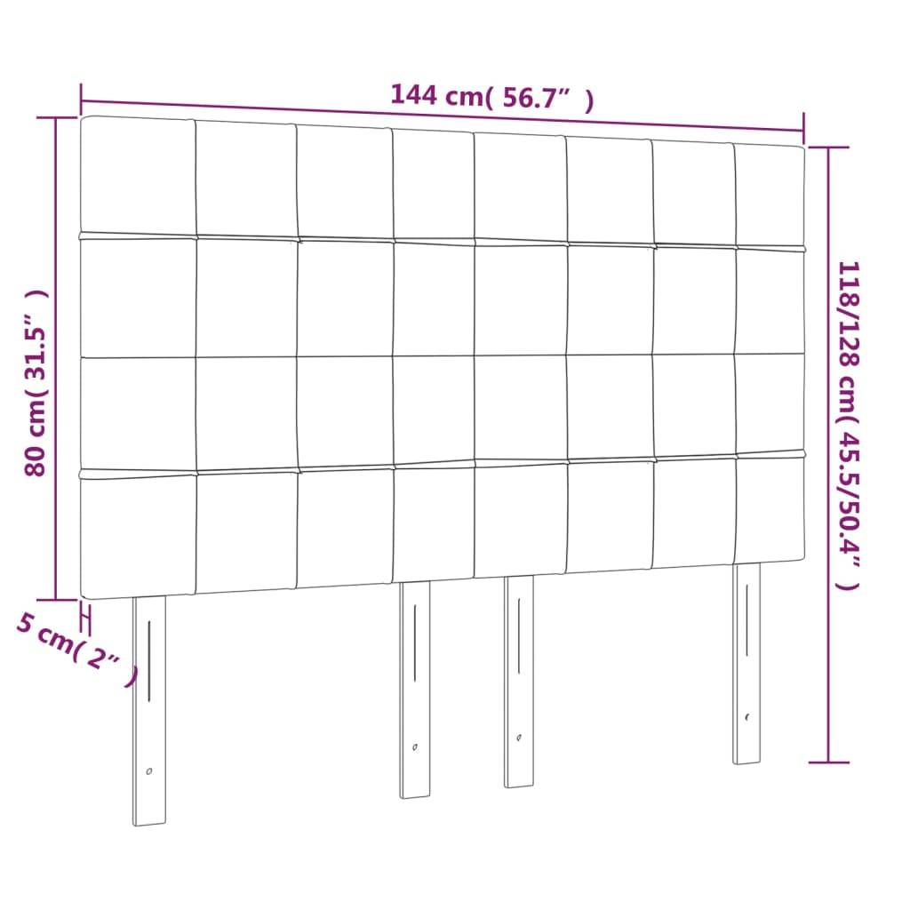 vidaXL LED Kopfteil Rosa 144x5x118/128 cm Samt