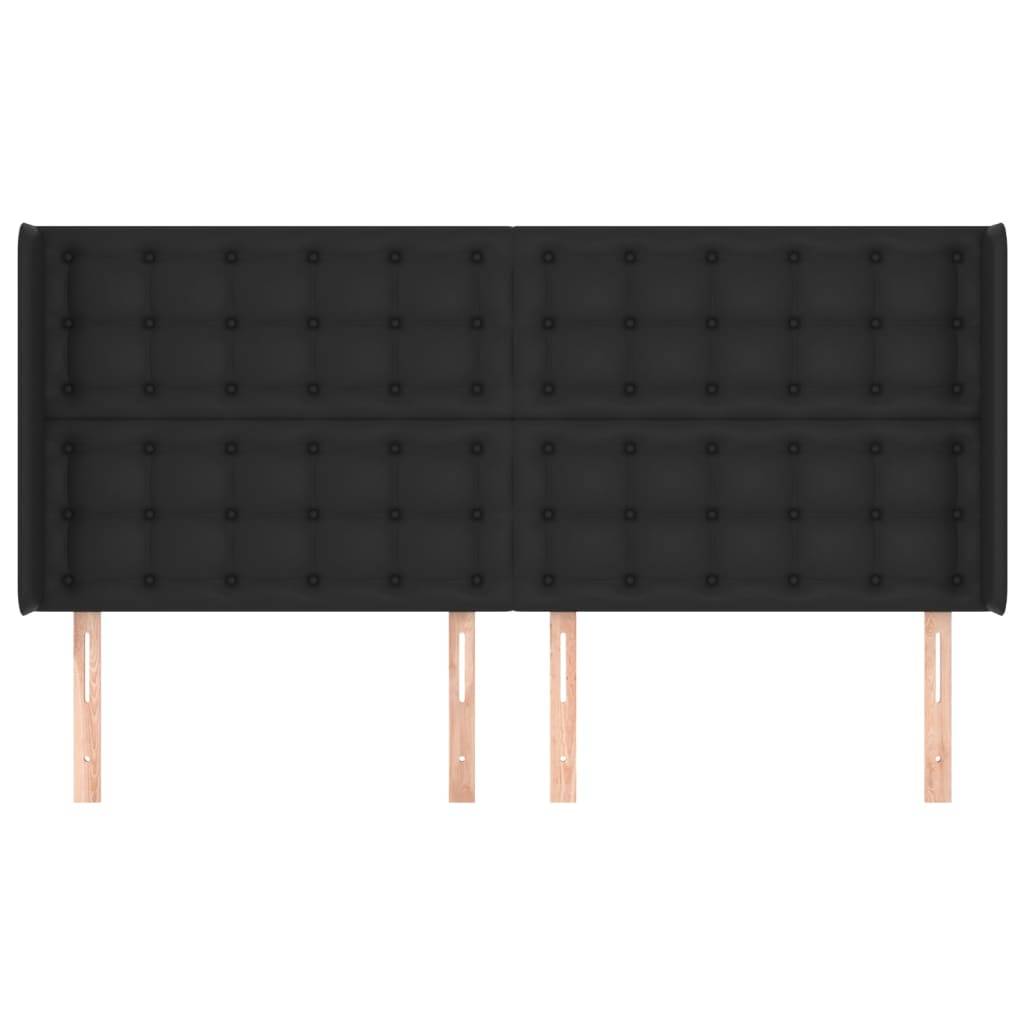 vidaXL Kopfteil mit Ohren Schwarz 163x16x118/128 cm Kunstleder