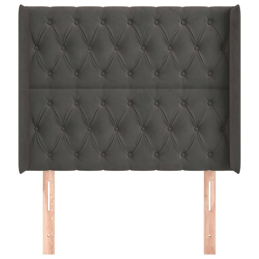 vidaXL Kopfteil mit Ohren Dunkelgrau 103x16x118/128 cm Samt