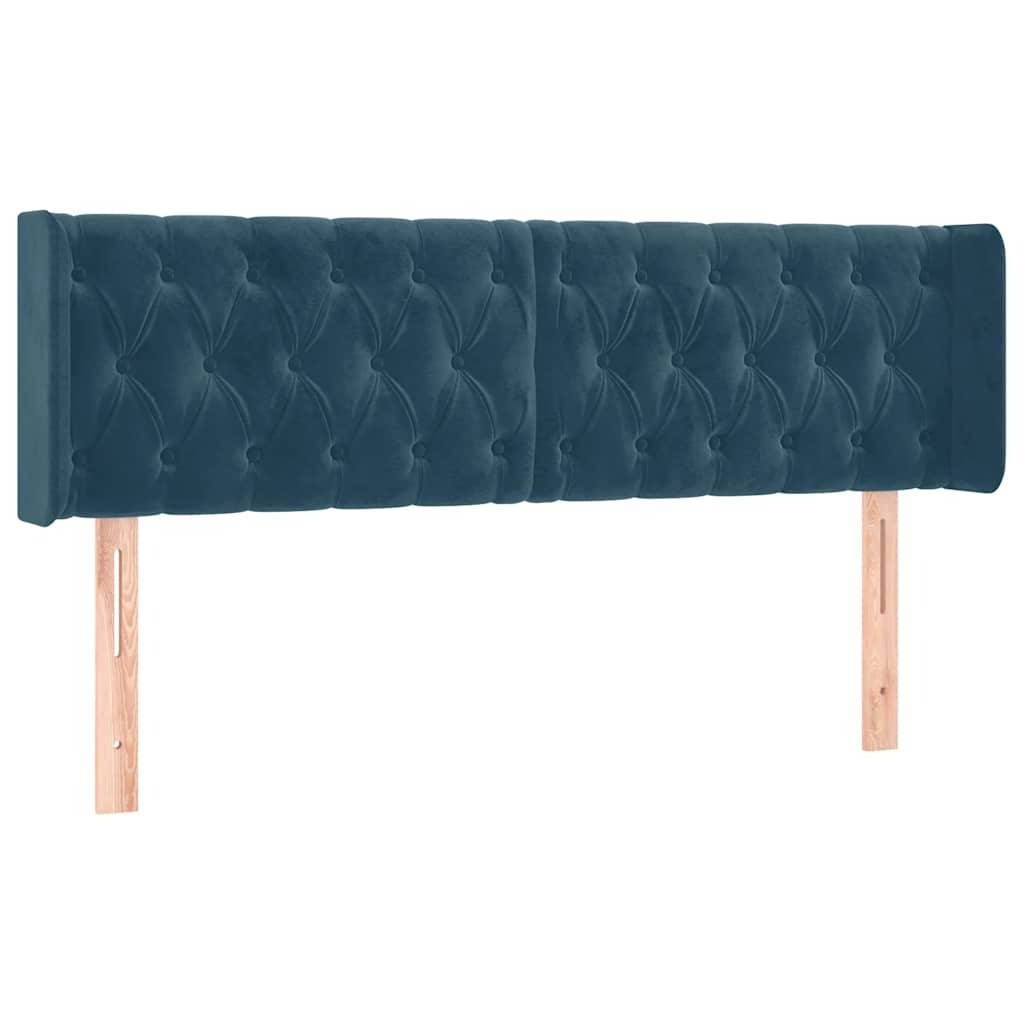 vidaXL LED Kopfteil Dunkelblau 147x16x78/88 cm Samt