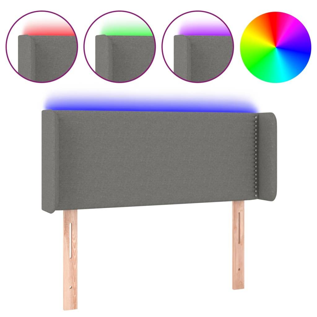 vidaXL LED Kopfteil Dunkelgrau 83x16x78/88 cm Stoff