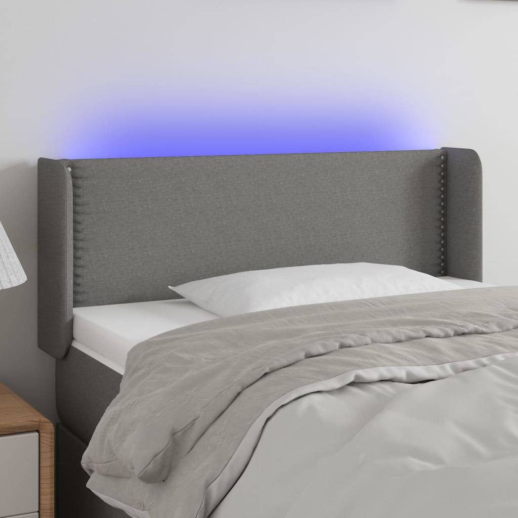 vidaXL LED Kopfteil Dunkelgrau 83x16x78/88 cm Stoff