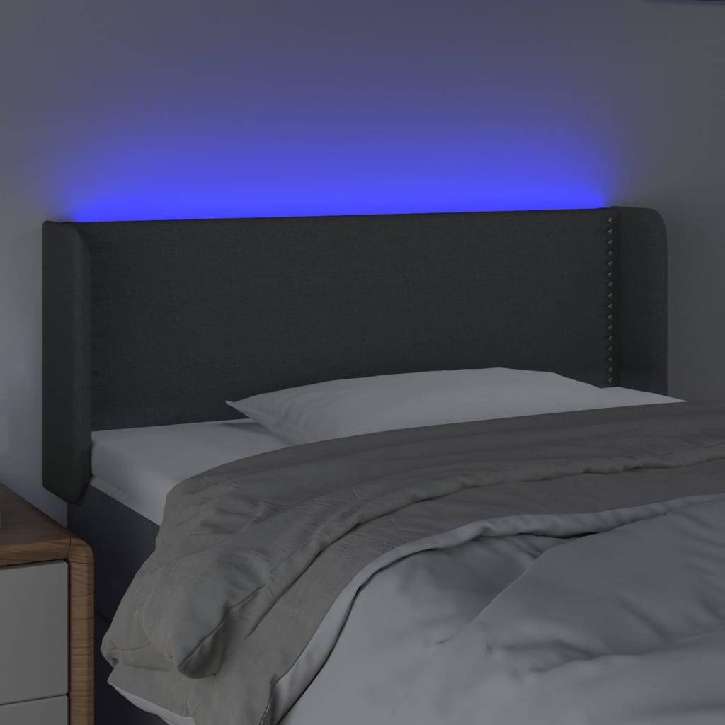 vidaXL LED Kopfteil Dunkelgrau 83x16x78/88 cm Stoff