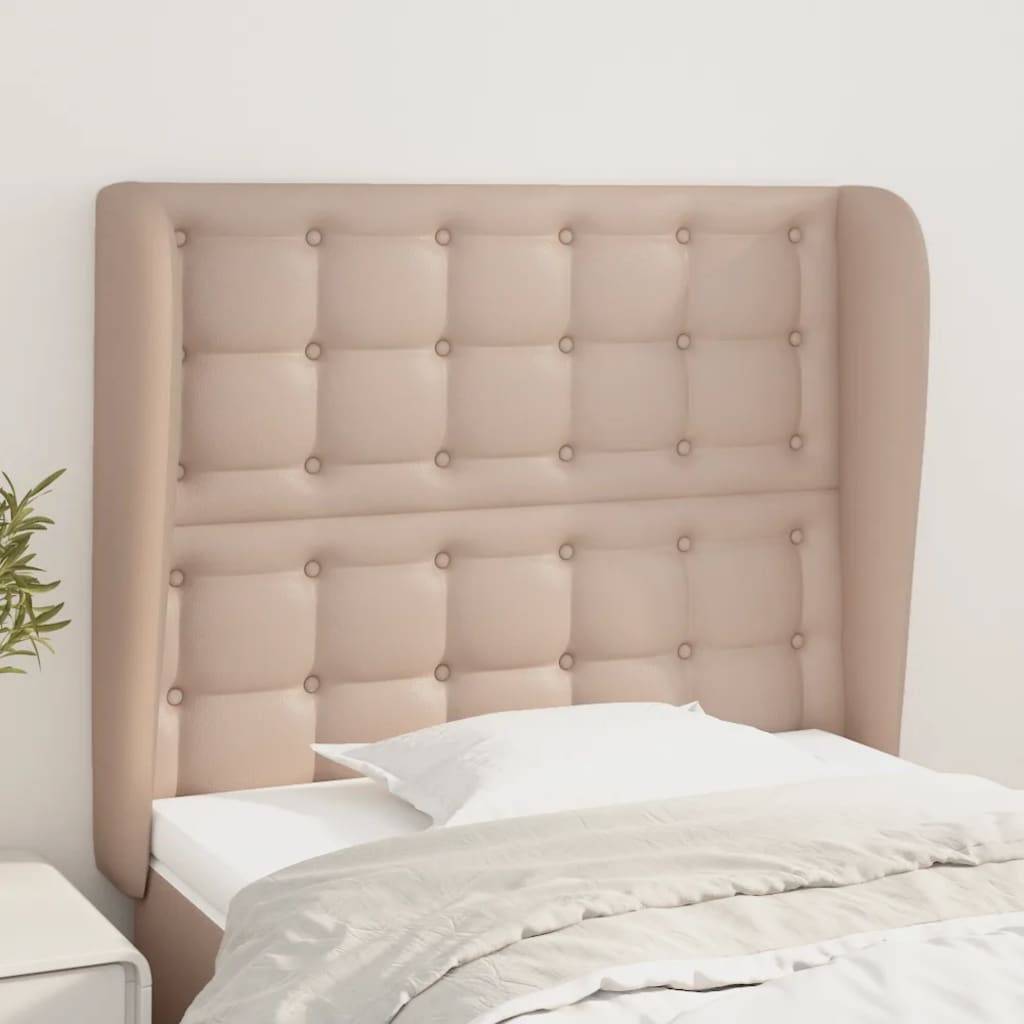 vidaXL Kopfteil mit Ohren Cappuccino-Braun 103x23x118/128cm Kunstleder