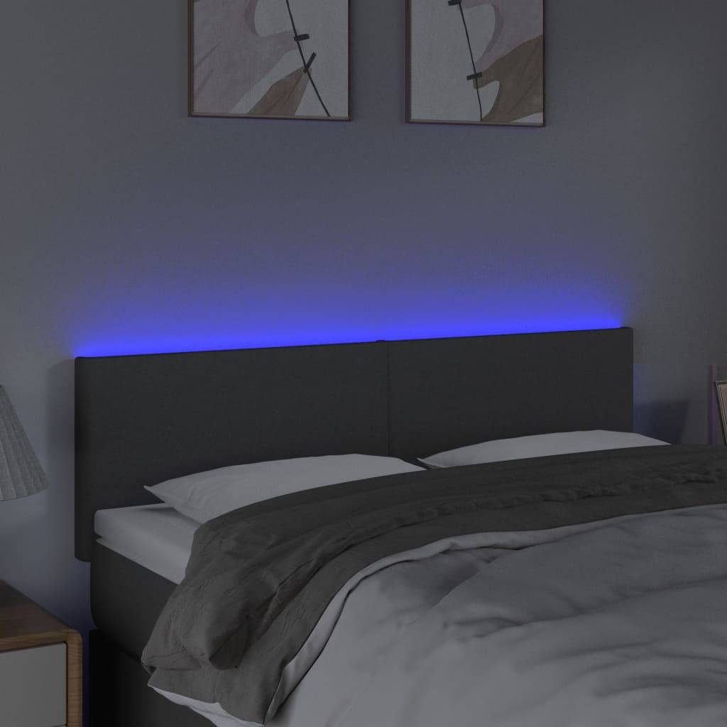 vidaXL LED Kopfteil Dunkelgrau 144x5x78/88 cm Stoff