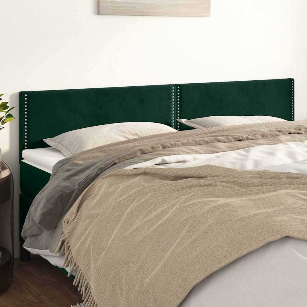 vidaXL Kopfteile 2 Stk. Dunkelgrün 100x5x78/88 cm Samt