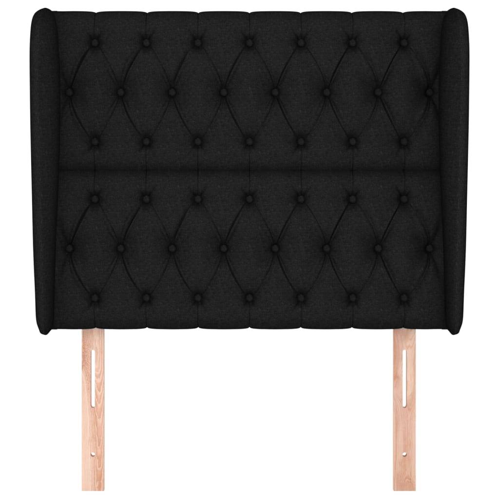 vidaXL Kopfteil mit Ohren Schwarz 93x23x118/128 cm Stoff