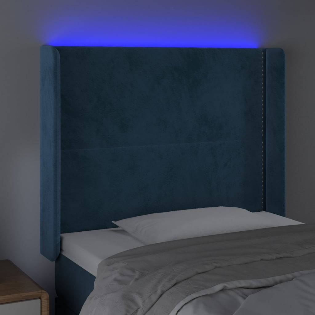 vidaXL LED Kopfteil Dunkelblau 103x16x118/128 cm Samt