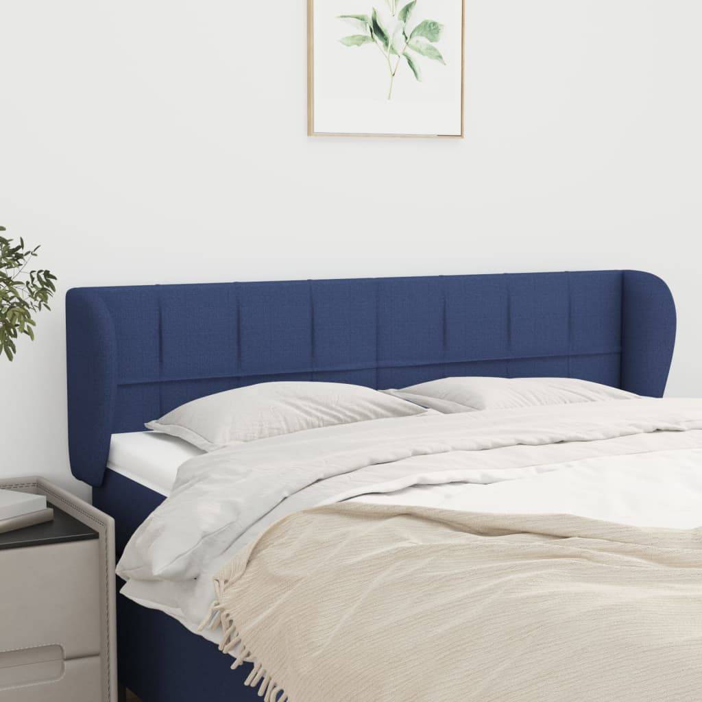 vidaXL Kopfteil mit Ohren Blau 147x23x78/88 cm Stoff